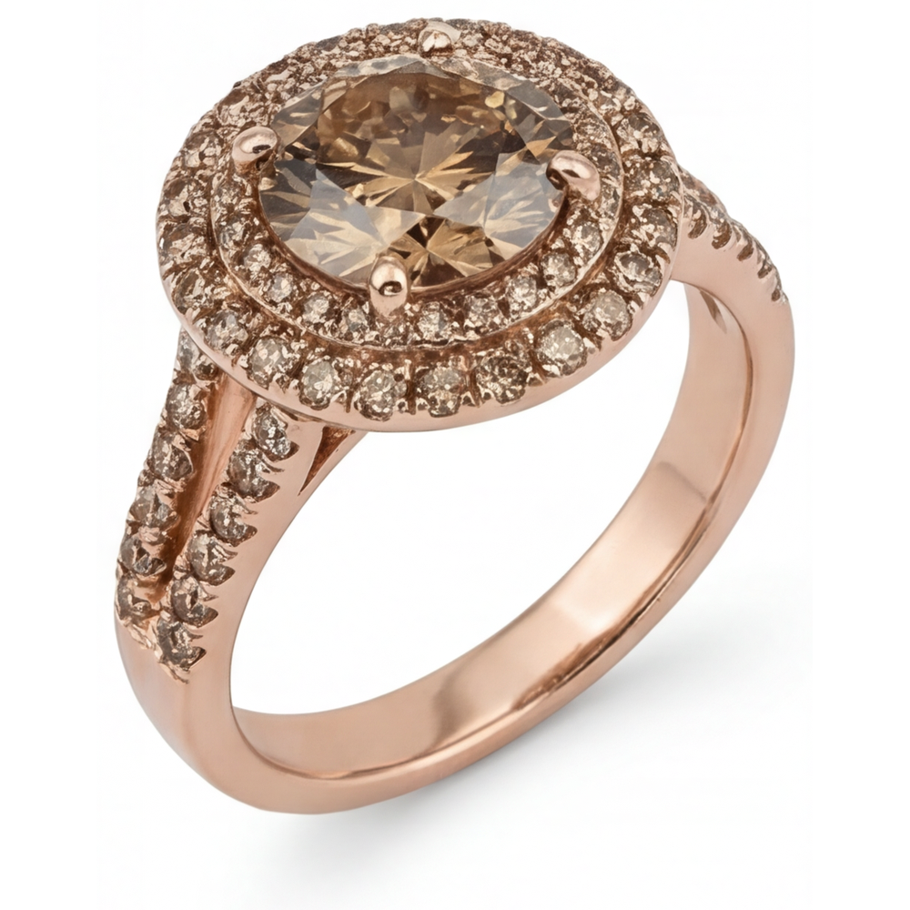 Bague Nuptiale Or 14K Rose avec Diamant Fin – vue d'angle