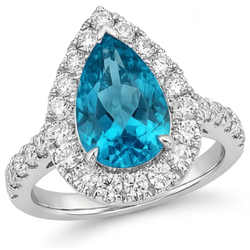 Fin Bague Sertie Halo avec Diamant Fin Diamant Bleu – 3,5 carats