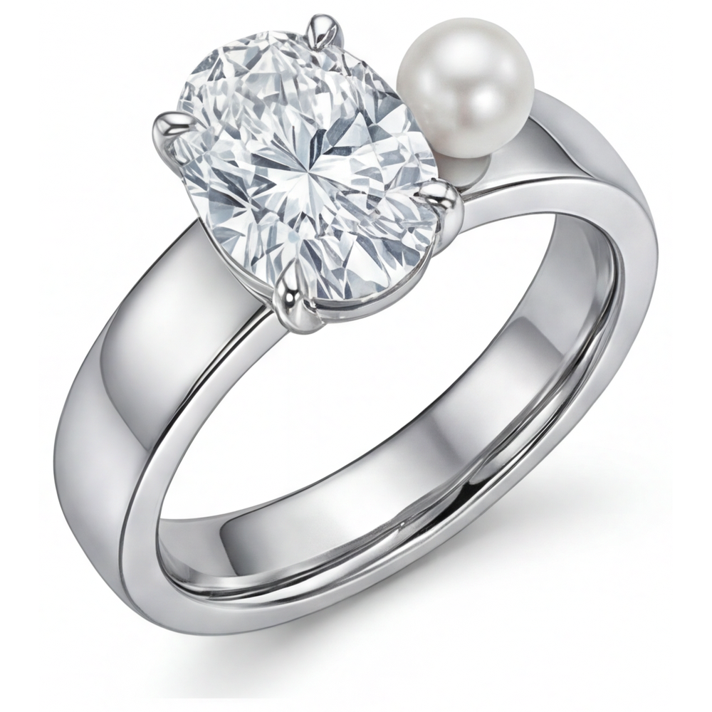 Diamant Fin Bague Solitaire – vue de côté
