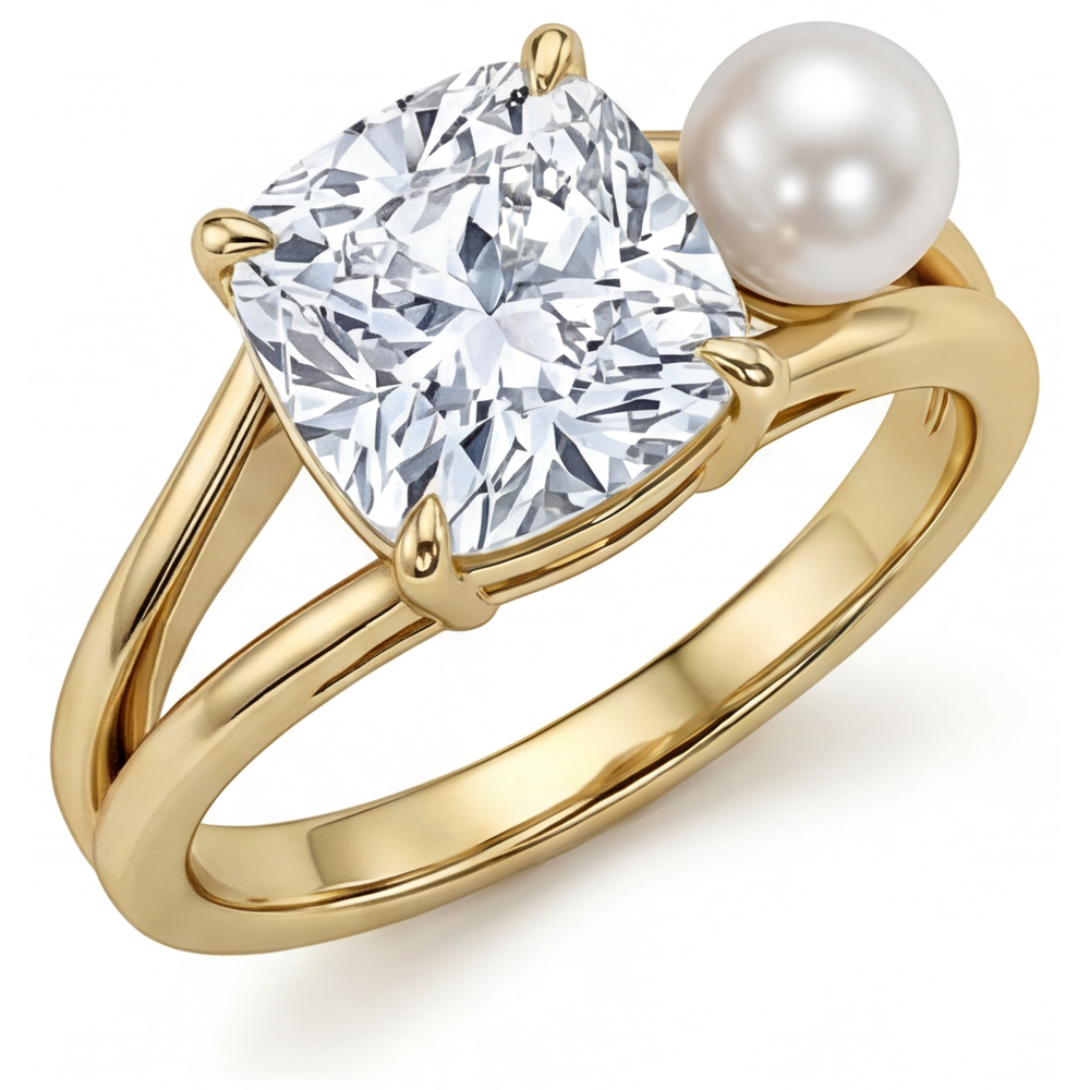 Bague Solitaire Or Jaune 14 Carats avec Diamant Fin – vue de face