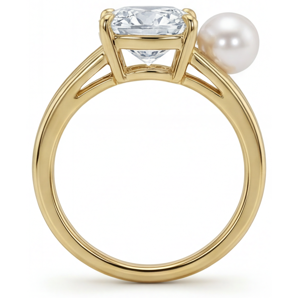 Diamant Fin Bague Solitaire 2 carats Or Jaune 14 Carats – vue de profil