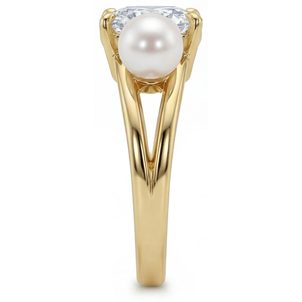 Coussin Diamant Fin bague en Or Jaune 14 Carats – vue de dessus