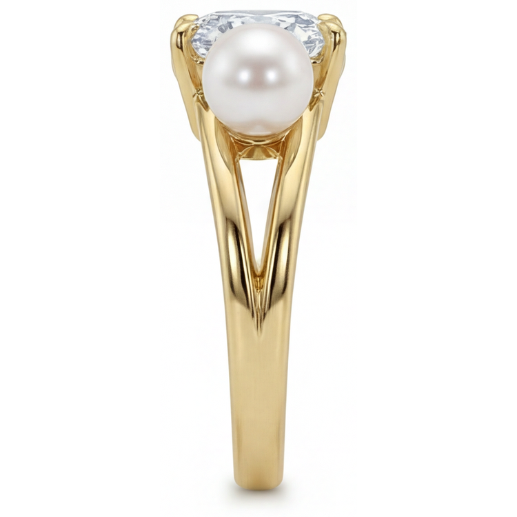 Coussin Diamant Fin bague en Or Jaune 14 Carats – vue de dessus