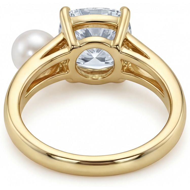 Diamant Fin Bague Solitaire 2-carats Or Jaune 14 Carats – vue arrière