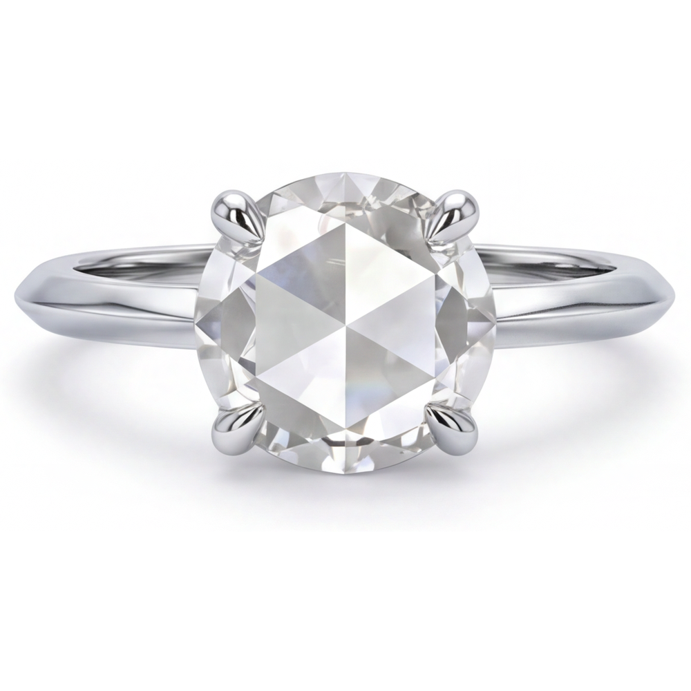 Diamant Fin Taille Ronde Bague Solitaire en Or Blanc 14 Carats – vue principale