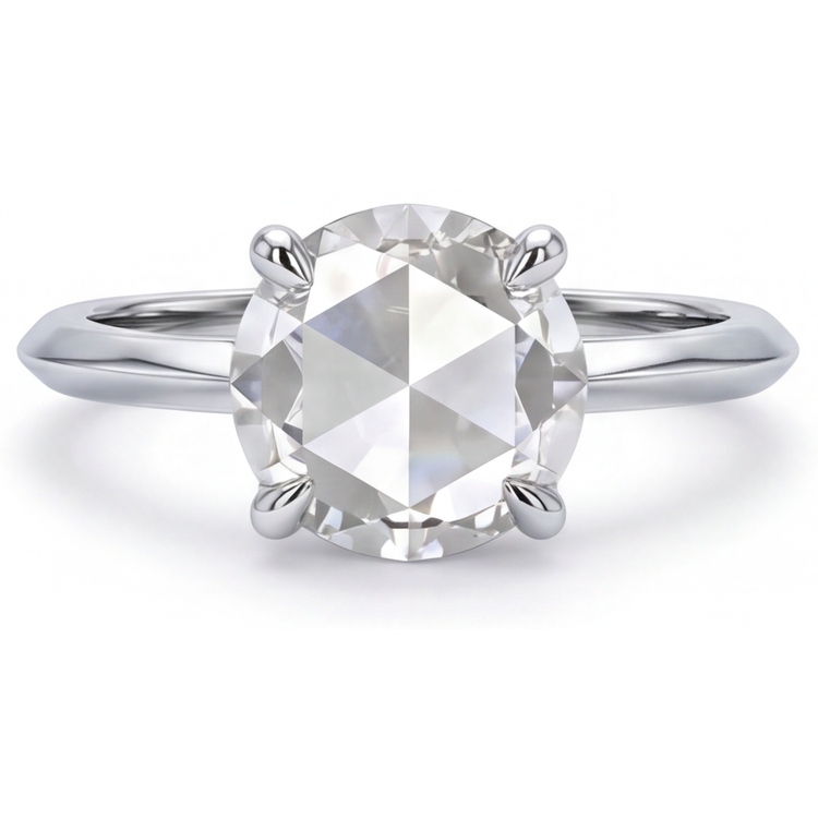 Diamant Fin Taille Ronde Bague Solitaire en Or Blanc 14 Carats – vue principale