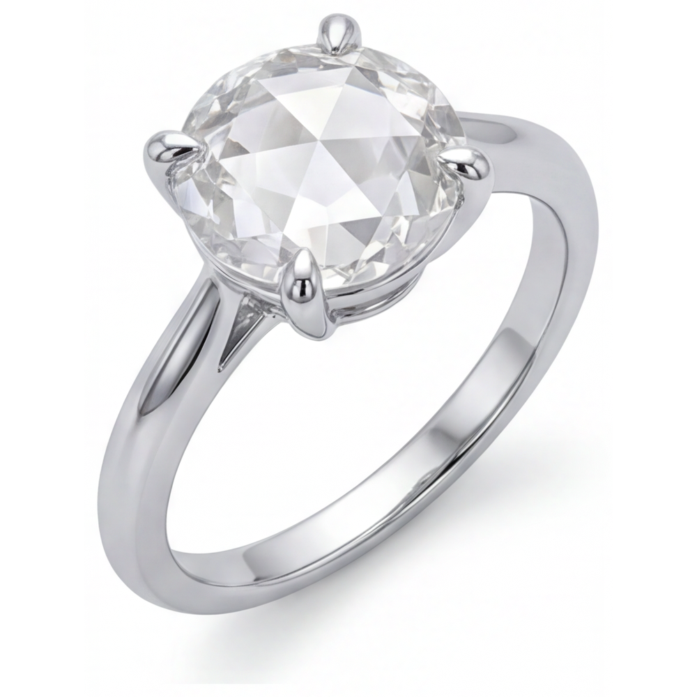 Diamant Fin Bague Solitaire 4-carats Or Blanc 14 Carats – vue de face