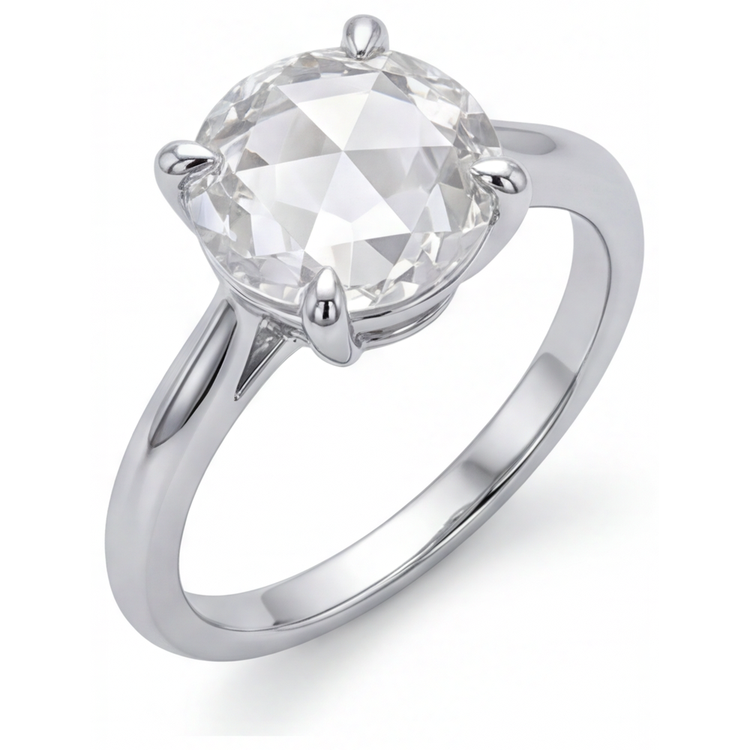Diamant Fin Bague Solitaire 4-carats Or Blanc 14 Carats – vue de face
