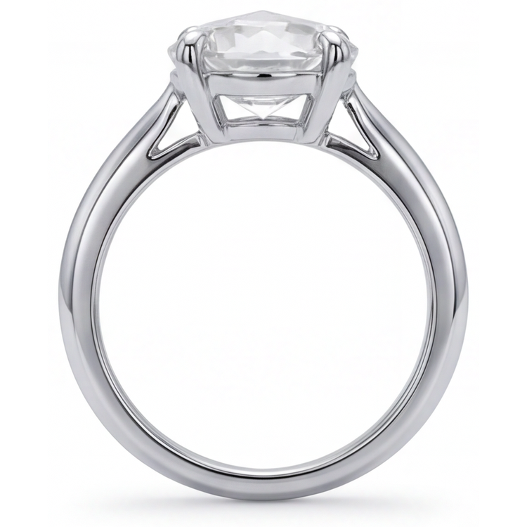 Diamant Fin Taille Ronde Bague Solitaire en Or Blanc 14 Carats – vue de côté