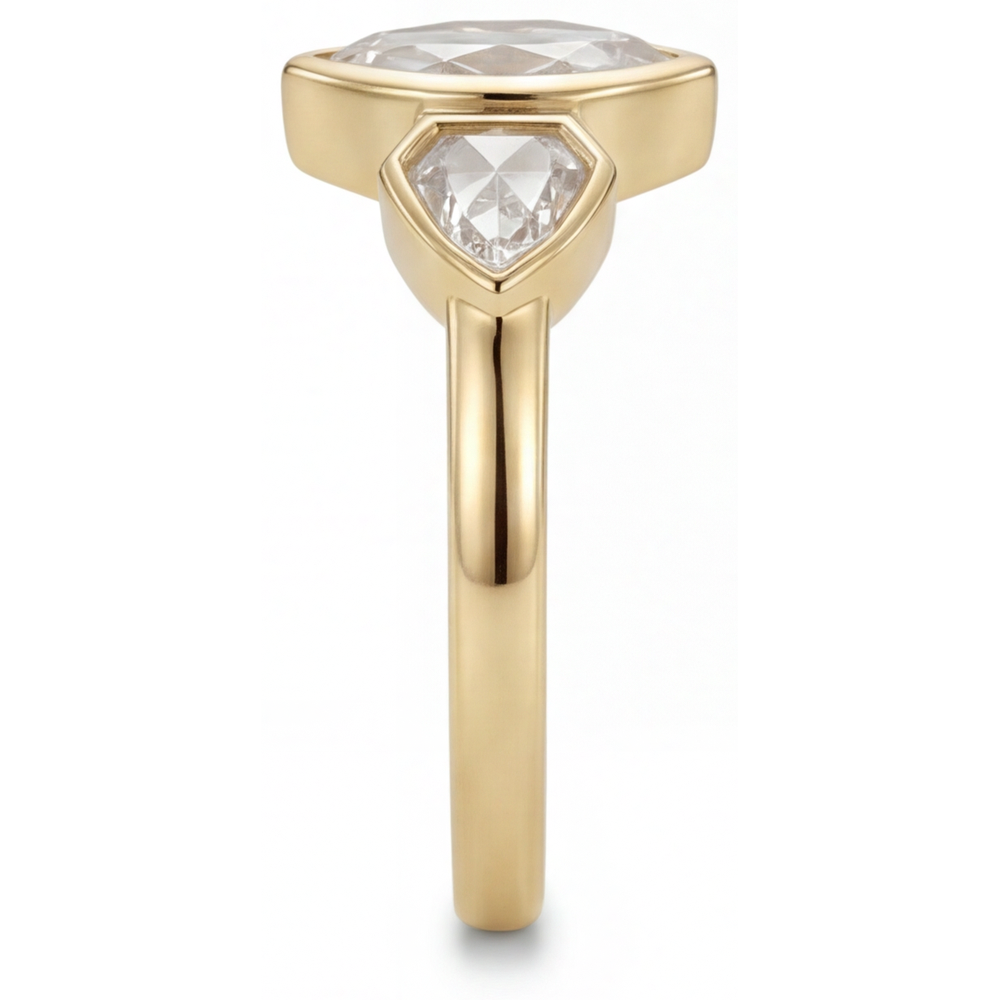 Diamant Fin Bague Trilogie – vue d'angle