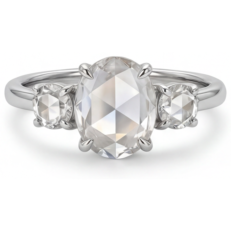 Taille Ovale Diamant Fin bague en Or Blanc 14 Carats – vue principale