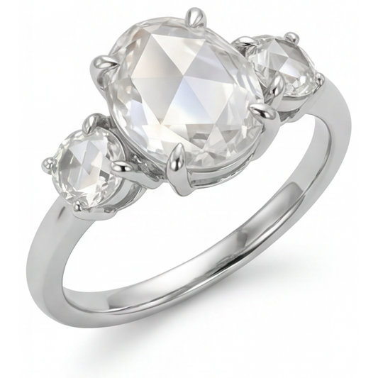 Bague Trilogie Or Blanc 14 Carats avec Diamant Fin – vue de face