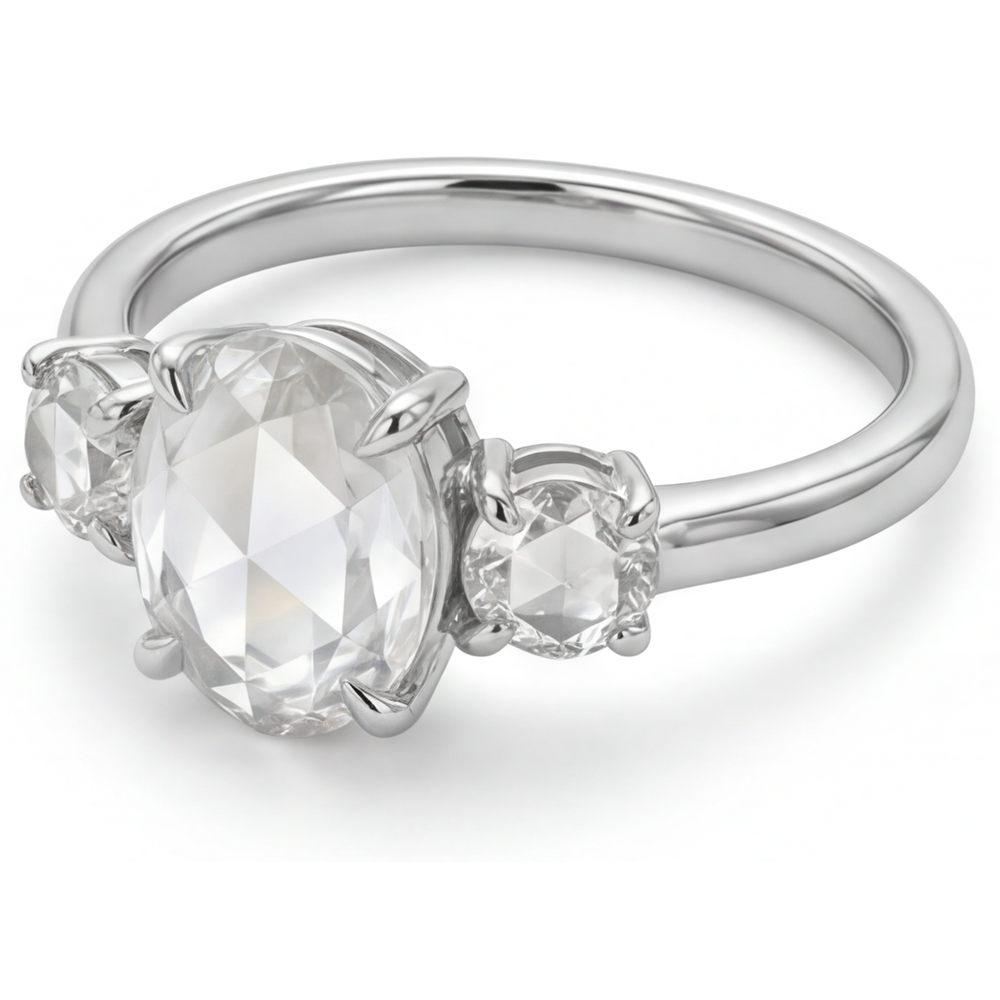 Diamant Fin Bague Trilogie 2,75 carats Or Blanc 14 Carats – vue de côté