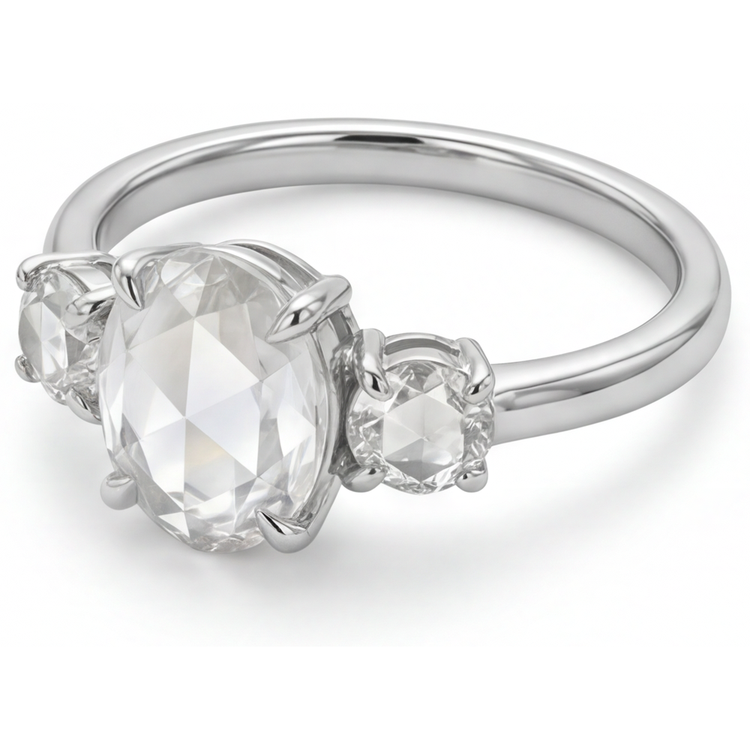 Diamant Fin Bague Trilogie 2,75 carats Or Blanc 14 Carats – vue de côté