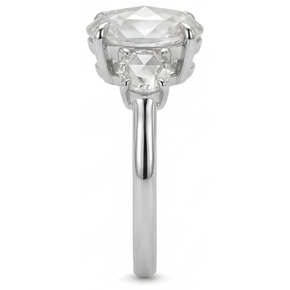 Bague Trilogie Or Blanc 14 Carats avec Diamant Fin – vue d'angle