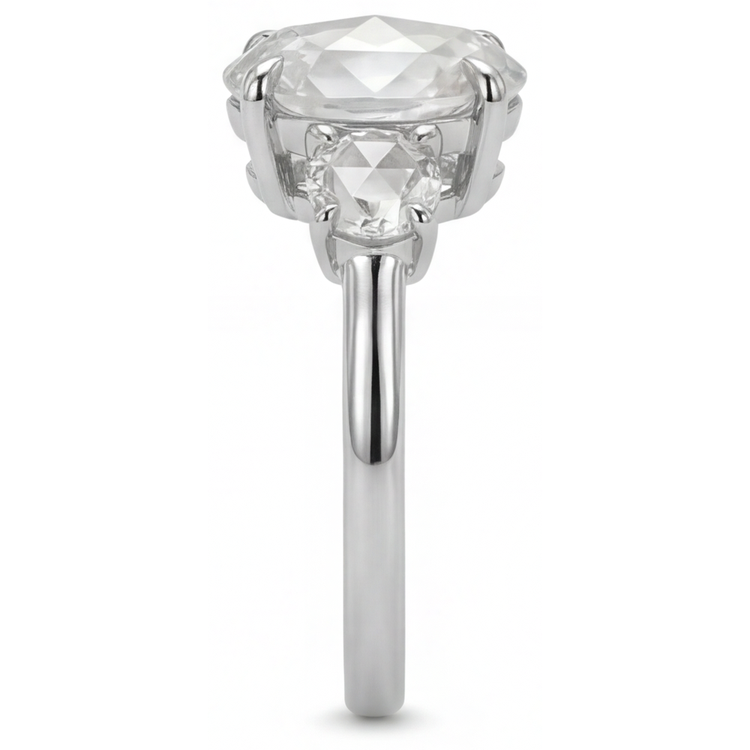 Bague Trilogie Or Blanc 14 Carats avec Diamant Fin – vue d'angle