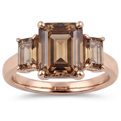 Diamant Fin Diamant Champagne Désert Bague Trilogie – 3,50