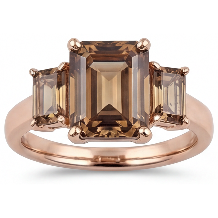Diamant Fin Bague Trilogie 3,50-carats Or 14K Rose – vue principale