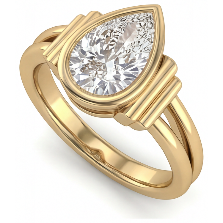 Diamant Fin Bague Trois Pierres – vue de côté
