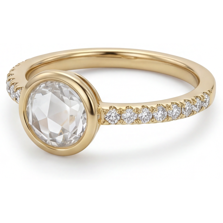 Diamant Fin Solitaire de Fiançailles 1,50-carats Or Jaune 14 Carats – vue de côté
