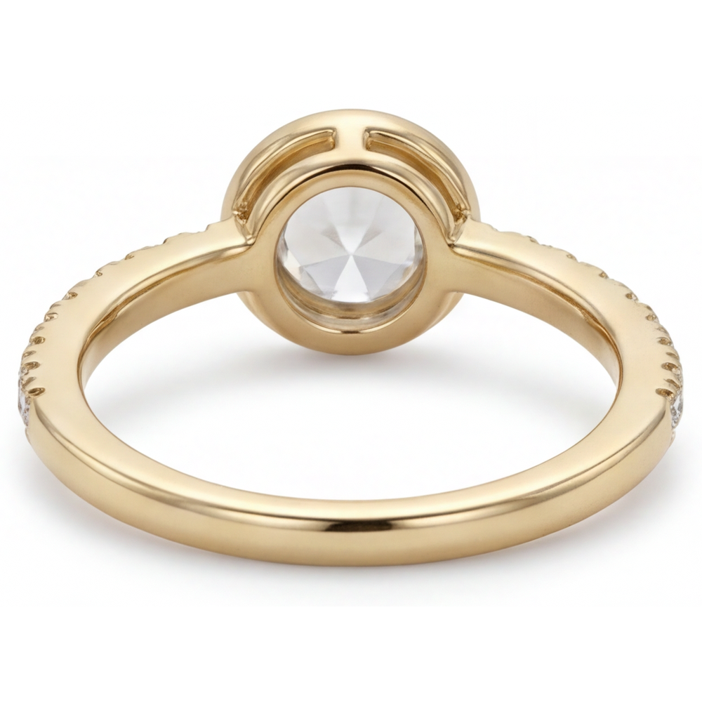 Taille Ronde Diamant Fin bague en Or Jaune 14 Carats – vue de profil