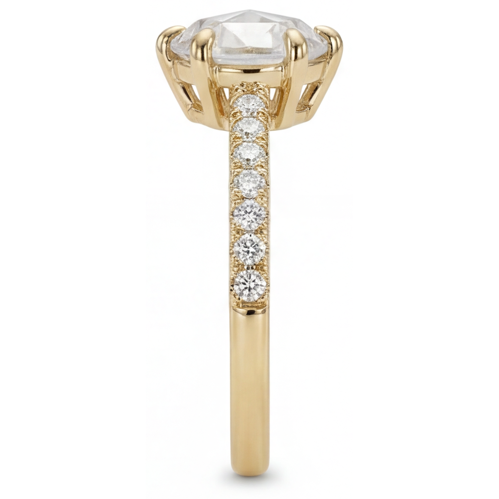 Diamant Fin Solitaire de Fiançailles 2,25 carats Or 14K Jaune – vue de côté