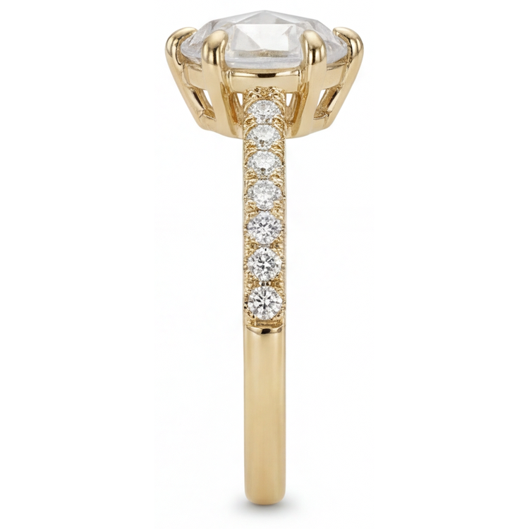 Diamant Fin Solitaire de Fiançailles 2,25 carats Or 14K Jaune – vue de côté