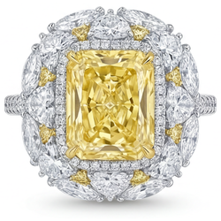 Diamant Jaune Canari VVS Bague – 8 carats en Or Deux Tons 14