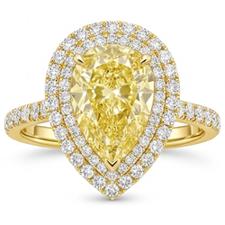 Artisanal Bague de Fiançailles Halo – Diamant Jaune Canari 2,50