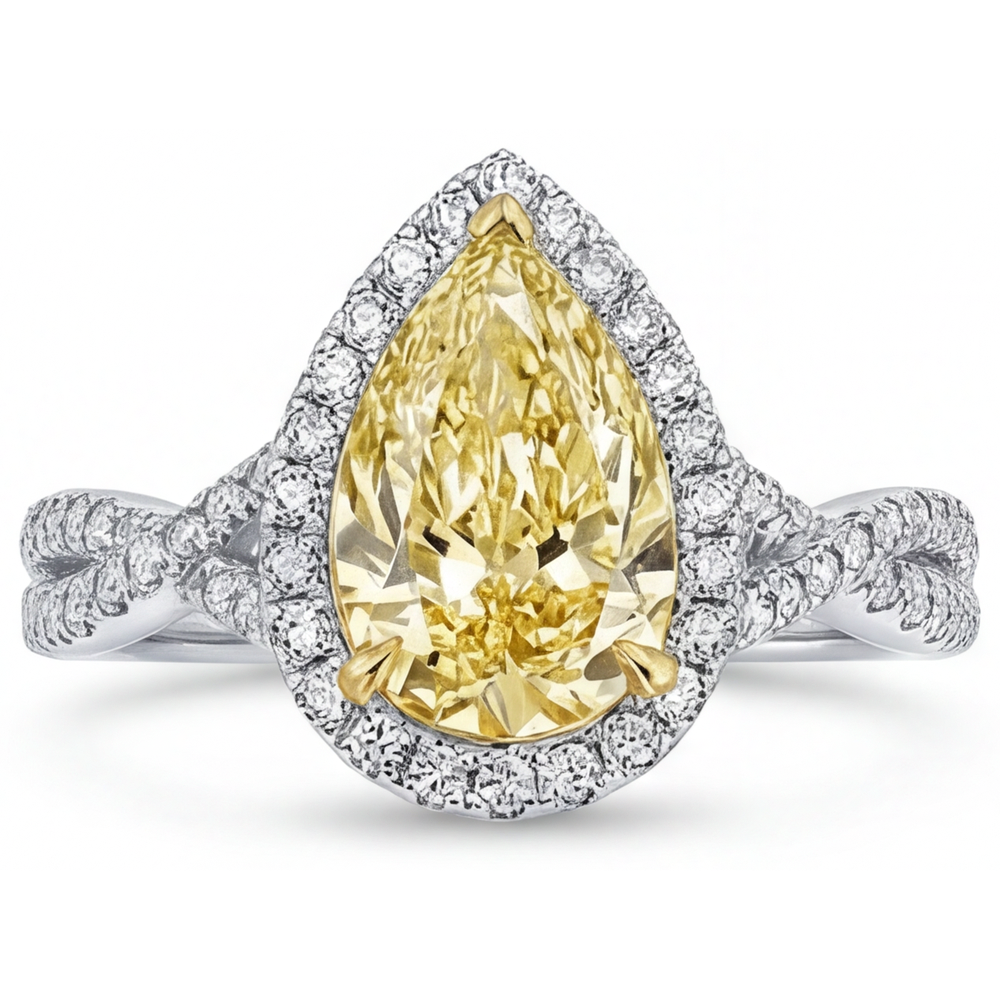 Fait à la main Bague Halo 1,50 carats – vue de face