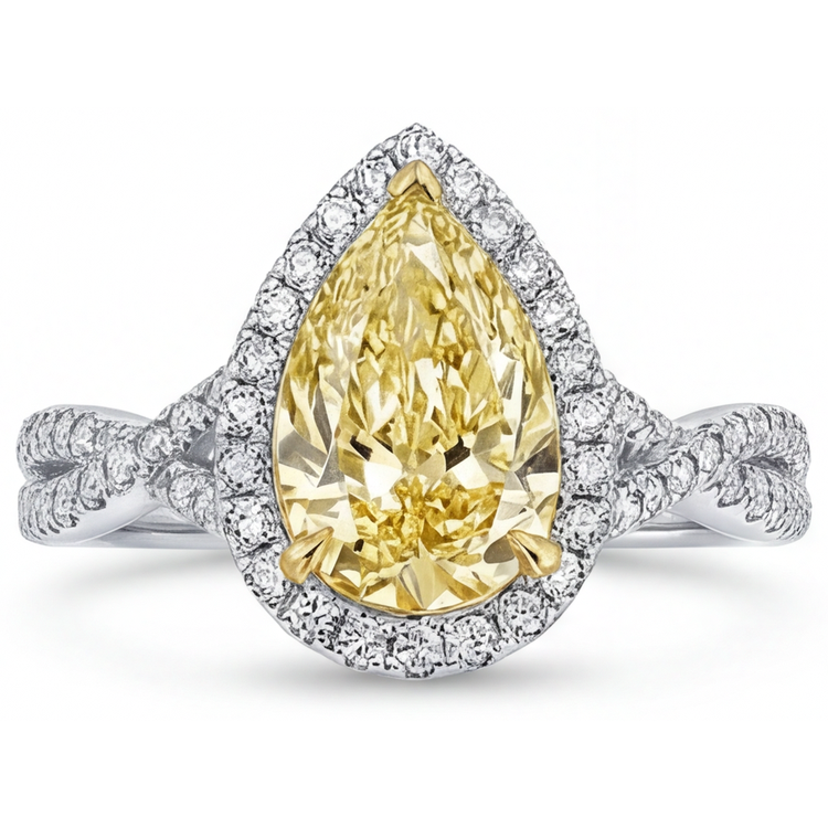 Fait à la main Bague Halo 1,50 carats – vue de face