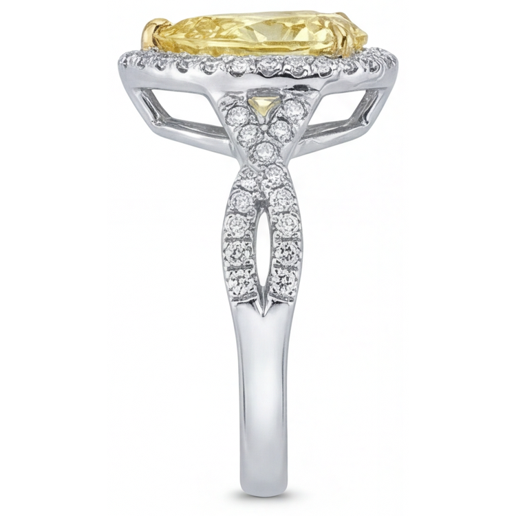 Diamant Jaune Canari Bague Halo – vue arrière