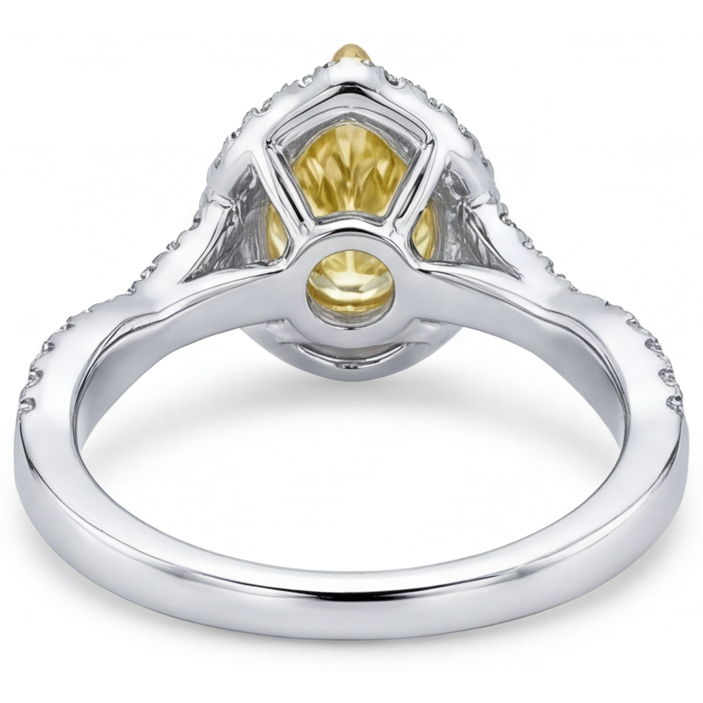 Diamant Jaune Canari Bague Halo – vue détaillée