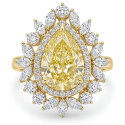 Sophistiqué VVS Diamant Jaune Canari Bague Halo – 2,50 carats Or
