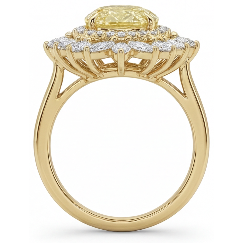 Diamant Jaune Canari Bague Halo 2,50-carats Or 14K Jaune – vue de dessus
