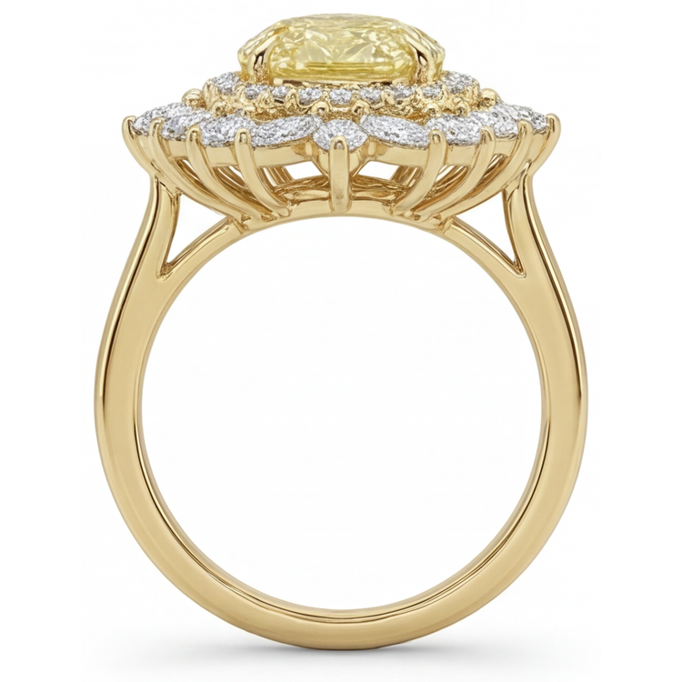 Diamant Jaune Canari Bague Halo 2,50-carats Or 14K Jaune – vue de dessus