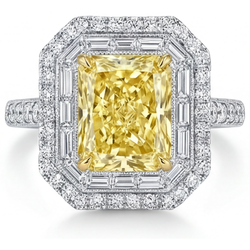 Diamant Jaune Canari Bague Halo – Pavé 2,50 carats Or Bicolore