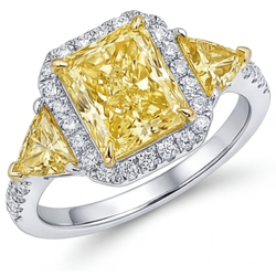 Chatoyant Diamant Jaune Canari Bague Halo 3,5 carats – Or