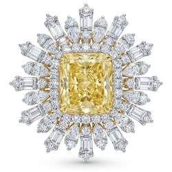 Diamant Jaune Canari Bague Halo – Taille Radiant 4 carats Or 14K