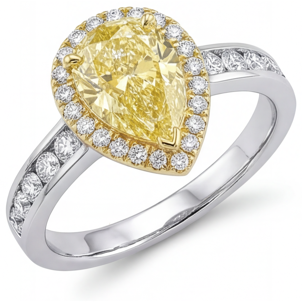 Sophistiqué Diamant Jaune Canari Bague Joaillerie 1 carats – vue principale