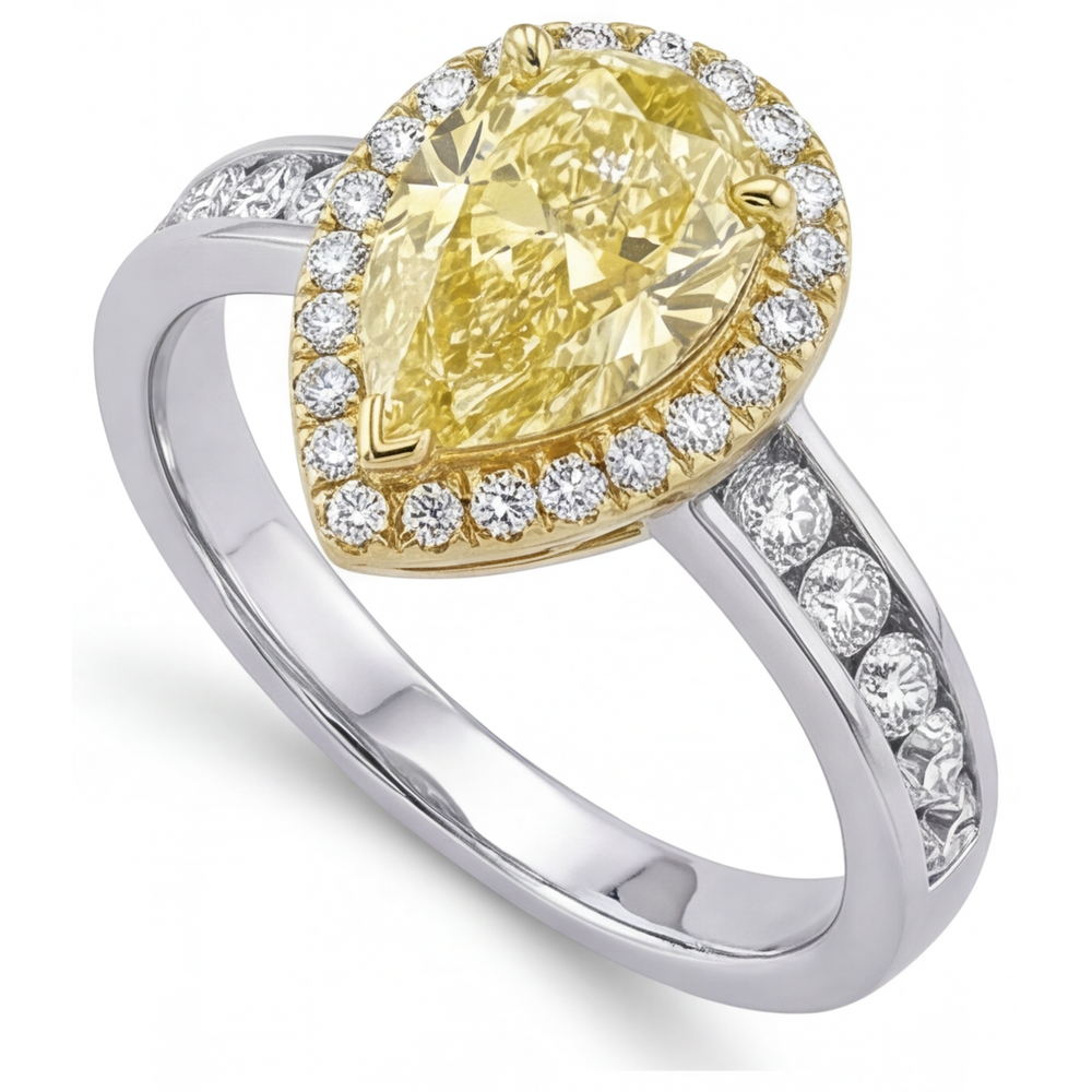 Diamant Jaune Canari Bague Joaillerie 1-carats Or Deux Tons 14 Carats – vue d'angle