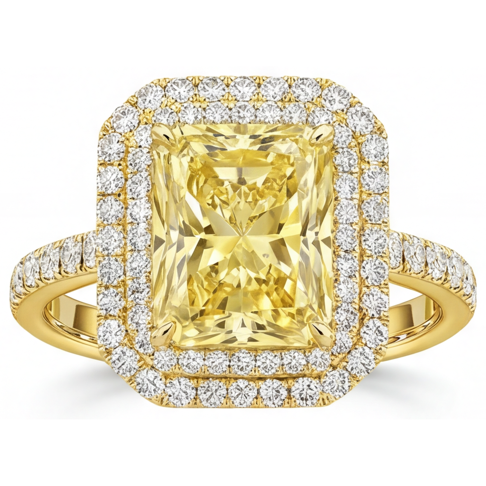 Sophistiqué Diamant Jaune Canari Bague Joaillerie 4,25 carats – vue principale