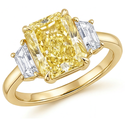 Éblouissant Bague Pierre Précieuse avec Diamant Jaune Canari