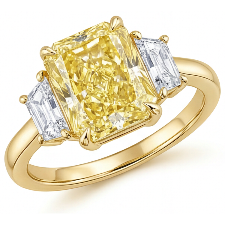Diamant Jaune Canari Bague Pierre Précieuse 3,25 carats Or Jaune 14 Carats – vue principale