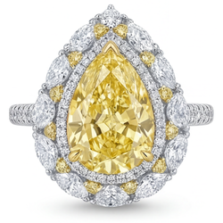 Pureté VVS Bague Sertie Halo – Diamant Jaune Canari 3,50 carats