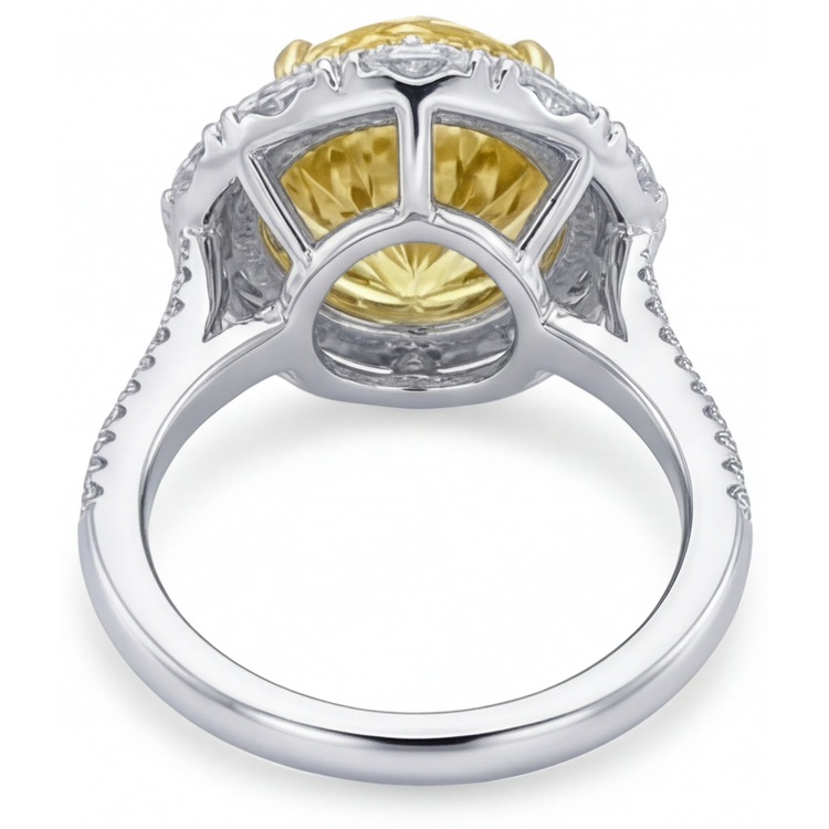 Diamant Jaune Canari Bague Sertie Halo 3,50 carats Or Bicolore 14 Carats – vue de côté