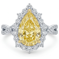 Pureté VVS Bague Sertie Halo – Diamant Jaune Canari 3,75 carats