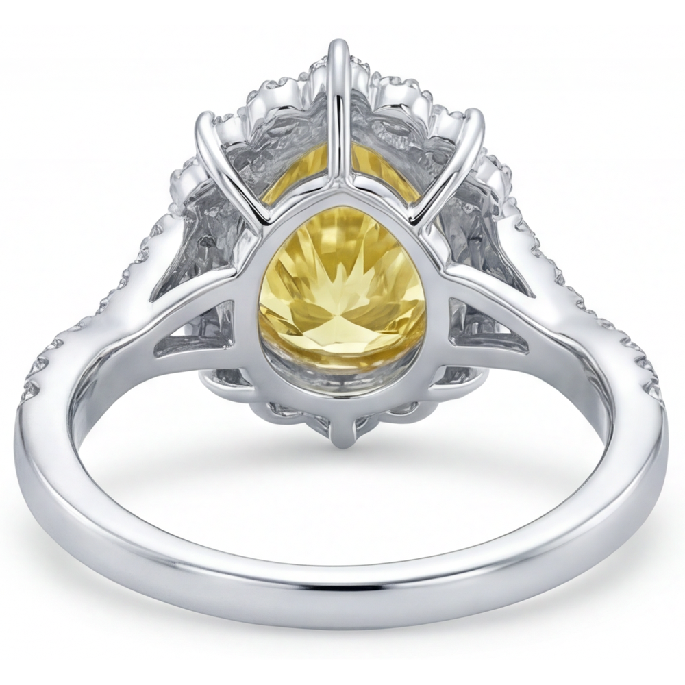 Diamant Jaune Canari Bague Sertie Halo – vue arrière