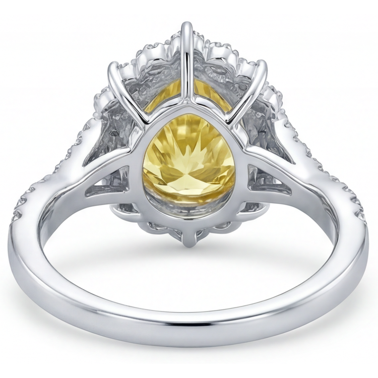 Diamant Jaune Canari Bague Sertie Halo – vue arrière