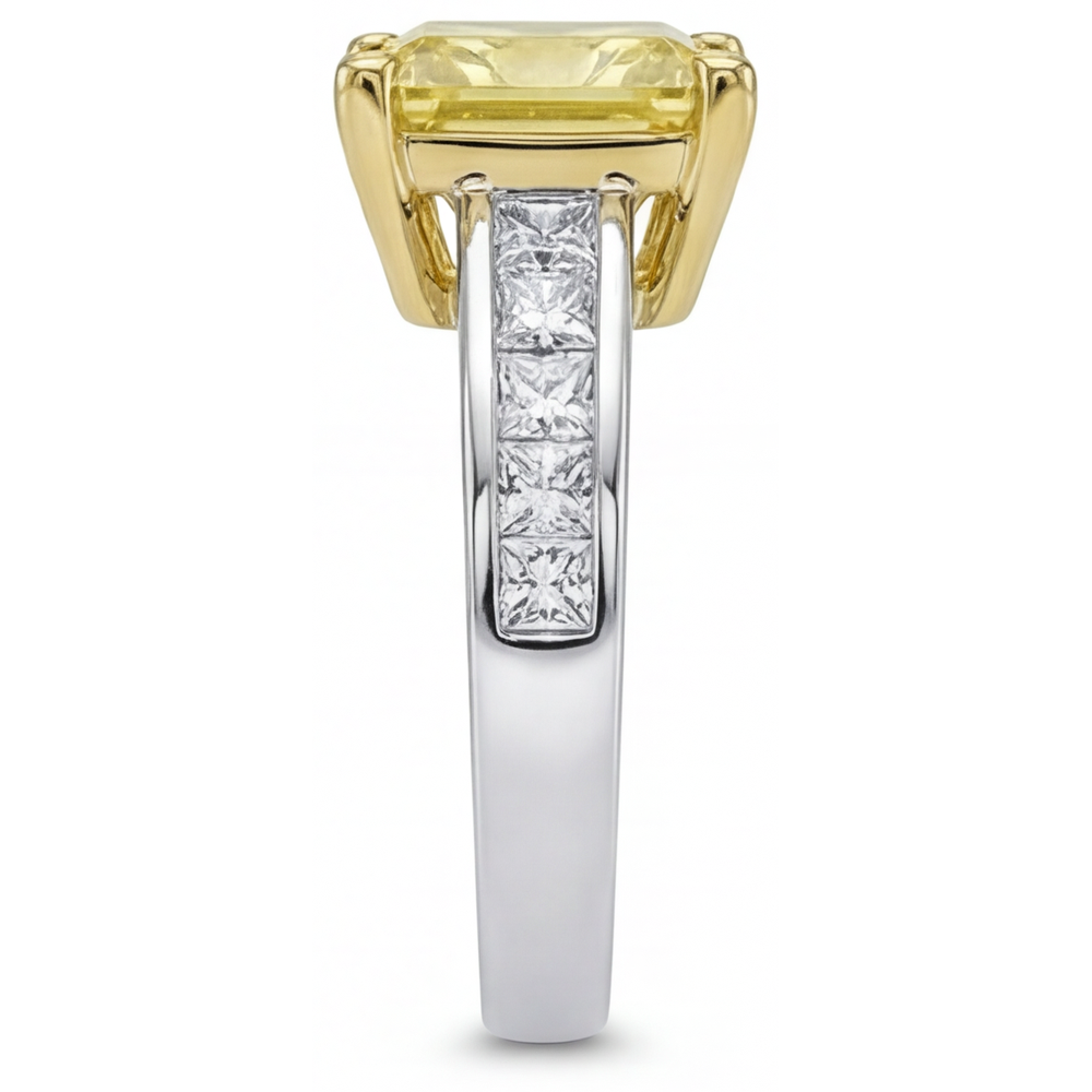 Diamant Jaune Canari Bague Sertie Halo – vue arrière
